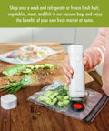 Fresh And Save 10 Piece Vacuum Sealer Bags Set For Sous Vide Meal Prep And Freezer Storage being used to store sliced cucumbers
