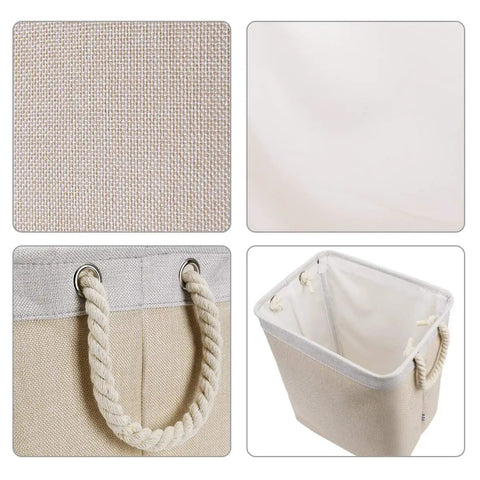 Stand Up Laundry Hamper With Handles And Built In Liner Two Pack Collapsible Laundry Basket texture and open upright view