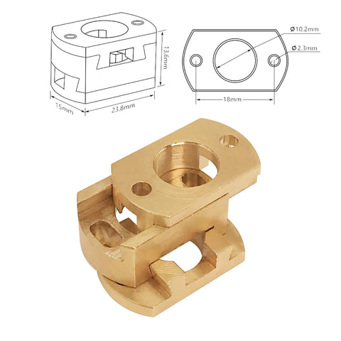 Two Pack Brass Oldham Coupling For 3D Printer Upgrades, CNC Precision Coupler For Z Axis Lead Screw with diagram