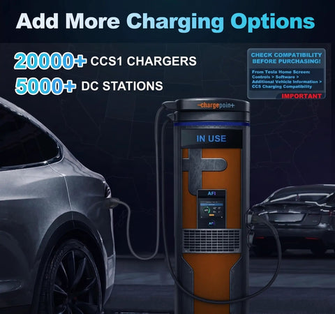 2 In 1 Ccs1 And J1772 To Tesla Charging Adapter Compatible With Model 3 Y S X Dc Fast Charger And Level 2 Ev Port at CCS charging station.