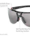 Crazy Light Safety Glasses With Floating Lens Metallic Black Frame And Gray Lens Uvextreme Anti Fog Coating