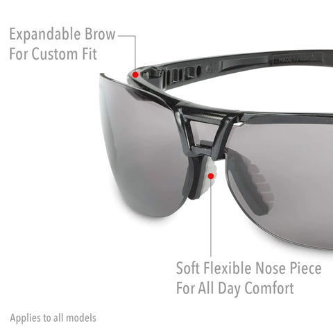Crazy Light Safety Glasses With Floating Lens Metallic Black Frame And Gray Lens Uvextreme Anti Fog Coating