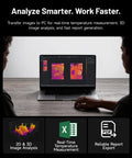 Two people analyze thermal images on a laptop for PC analysis with Thermal Imaging Handheld Camera For Pros With 256 By 192 Infrared Resolution