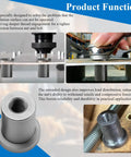 Eight Piece Heavy Duty Weld On Nuts With Three Eighths Sixteen Thread Stepped Female Profile For Rugged Truck Builds And Shop Fabrication That Stick Firm Without Breaking A Sweat images of various installation applications and detailed close-up.