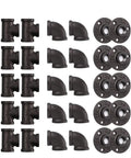 Half Inch Pipe Fitting Kit 30 Pack Gray Floor Flanges Elbows And Tees For Industrial Vintage Style DIY Furniture Shelving Decor