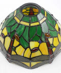 Dragonfly Stained Glass Tiffany Style Table Lamp With Green And Yellow Glass Metal Leaf Base Eight By Ten By Twenty One Inches