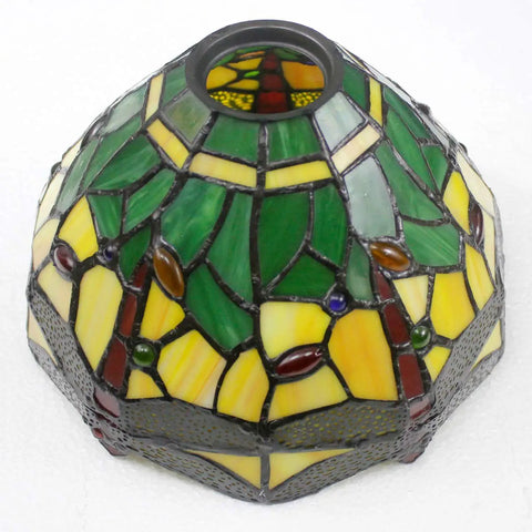 Dragonfly Stained Glass Tiffany Style Table Lamp With Green And Yellow Glass Metal Leaf Base Eight By Ten By Twenty One Inches