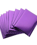 Stack of Purple Self Seal Bubble Mailers 18x23cm, 10 Pack, Thickened Aluminum Foil Padded Envelopes, Shockproof Shipping Bags