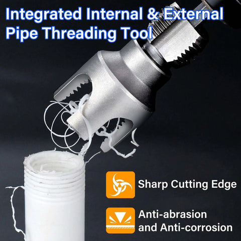 Two Pack Dual Function Pipe Threader Kit For Home DIY Internal And External PVC Cutter With One Half Inch And Three Quarter Inch Dies Electric Drill Compatible cutting PVC pipe