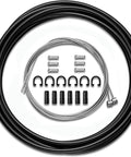 Complete set of Universal Bike Brake Cable And Housing Kit 9.8 Feet Black with cables, housing, ferrules, end caps, and clips