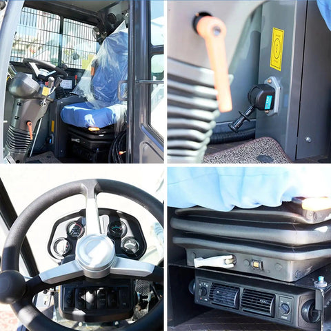 Interior view of Badass Heavy Duty Self Loading Concrete Mixer Truck featuring controls, seating, and dashboard for efficient operation.