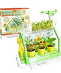 Kids Plant Growing Kit With Indoor Greenhouse And Hydroponic System, Thermometer, Wind Vane And Tools, Educational STEM Garden Set