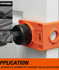 Pro Grade Door Lock Installation Kit With Adjustable Guide Template And Heavy Duty Hole Saws for wooden doors, showing suitability for installations.