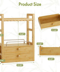 Bamboo Bathroom Countertop Organizer With 2 Tier Makeup Storage And 2 Drawers, Vanity Shelf dimensions