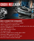 433MHz TPMS Tire Pressure Monitoring Sensor Compatible With 2013 Through 2024 Jeep Cherokee And Ram Dodge Trucks Easy Install No Sweat Plug And Play Accurate Readings OE Style Replacement Keeps Your Tires In Check And Your Ride Smooth, OBDII relearn guide