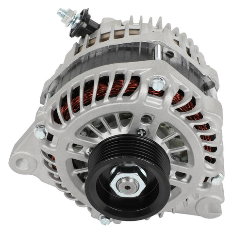 Front view of Drop In High Performance Alternator Replacement For 2009 To 2013 Mazda 6 And 2007 To 2015 Mazda CX 9 Bolt On 12 Volt OE Style A003TJ2391 Direct Fit For Easy Install Long Life Performance Upgrade.