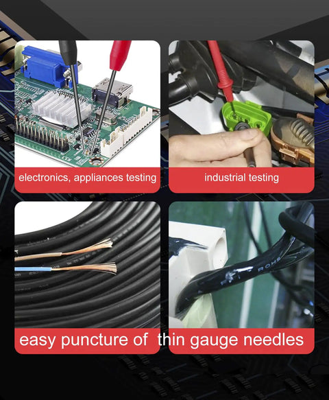 4 Pack 2mm Extended Needle Test Probes Pro Grade For Multimeters 600V 10A Non Destructive Insulation Piercing Stainless Steel