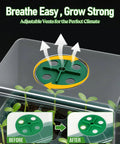 Ten Pack Seed Starter Tray Set With Extra Tall Humidity Dome showing adjustable vent system.