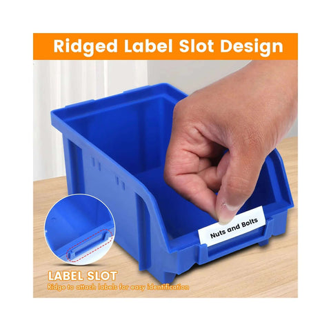 Blue bin of All In One Wall Mount Storage Rack With 30 Bin Heavy Duty Organizer For Nuts Bolts Screws Nails Beads Buttons