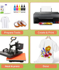 Steps for using 30 Sheets Heat Transfer Paper For Inkjet Sublimation Printers 8 By 11 Inch 125G High Transfer Rate on a T-shirt
