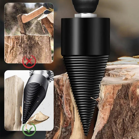Close-up of a Straight Up Heavy Duty Wood Splitter Drill Bits Set showing durable spiral design for efficient log splitting.