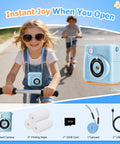 Kids Instant Print Camera For Ages 3 To 12 With Two Point Four Inch Eye Care Screen, 1080P Video, 18 Frames, Includes 3 Rolls Paper And 32GB SD Card, Snap Happy Toy Camera Gift For Birthday Christmas Valentines Girls, shown with accessories