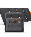Solar Generator 240 V2 With 256Wh LiFePO4 Battery And 300W AC 100W USB C Output, shown with solar panel