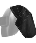 Welding Helmet Cover Pro Grade Extended Head Cover With Press Fit Seal Full Protection Cotton Black on mannequin.