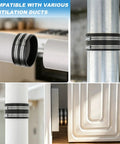 All In One Thickened Silicone Dryer Vent Seal Kit with two heavy duty stainless steel clamps on various duct connections