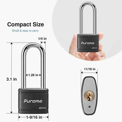2 Pack Keyed Padlocks With 3 Keys Each 2.5 Inch Locker Locks 40mm Heavy Duty Shackle for gate and toolbox, compact design
