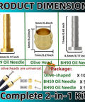 10 Pack Bicycle Hydraulic Disc Brake Olive and Barb Insert Kit for BH90 and BH95 Hoses, showing product dimensions