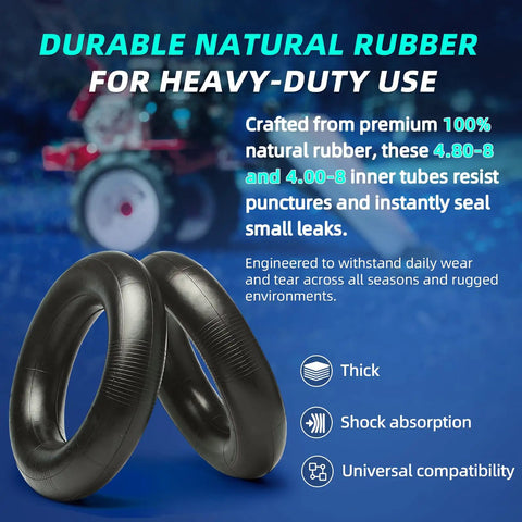 Heavy Duty Inner Tube For 4.80/4.00-8 Tires With TR-13 Straight Valve in natural rubber, ideal for yard equipment