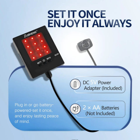 Adjustable Garage Parking Sensor With Tri Color LED Distance Indicator Ultrasonic Detection And Auto And Manual Modes, cable shown