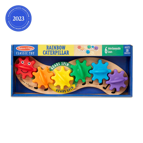 Melissa And Doug Rainbow Caterpillar Gear Toy With Six Interchangeable Gears On A Sturdy Wooden Base A Colorful Matching And Color Recognition Toy For Toddlers And Kids That Builds Fine Motor Skills And Has Serious Fun