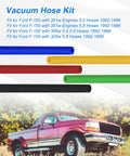 Ford F-150 8mm Vacuum Line Kit 5 Piece Replacement Hoses For 1992 To 1996 305w 351w 5.0 5.8 Engines Restore Brake Booster Idle And HVAC Vacuum System Performance with colored silicone hoses and truck image.