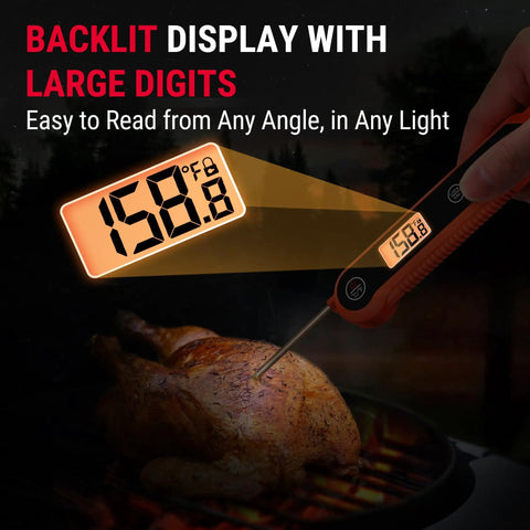 Digital Instant Read Meat Thermometer For Grilling And Kitchen Use, Waterproof With Backlight