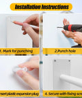 Installation instructions for Rock Solid Outdoor Handicap Grab Bar For Steps Heavy Duty Wall Mount Handrail with images for each step.