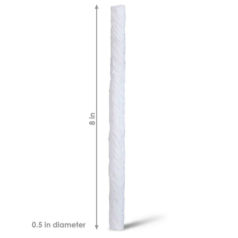 Replacement Fiberglass Wicks For Outdoor Tiki Torches And Lamps Eight Pack Fits Any Outdoor Torch Trim To Fit Wicks Half Inch Diameter By Eight Inch Height Long Lasting Flame Keeps Outdoor Nights Lit, 0.5 inch diameter, 8 inch height, single wick.