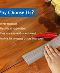 Applying Self Adhesive Floor Transition Strip For Laminate And Vinyl Flooring 2 Inch Wide 20 Feet Long Gray Wood Grain Finish