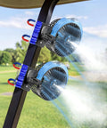 No Sweat On The Course With This Magnetic Golf Cart Misting Fan Packing 12000 Mah Battery Four Speed Brushless Motor solidly mounted on a golf cart.