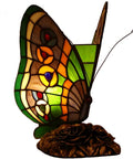 Butterfly Dope Tiffany Style Stained Glass Accent Table Lamp Night Light Handmade With Hand Cut Glass And Durable Metal Base 10 Inch Tall E12 Bulb Not Included