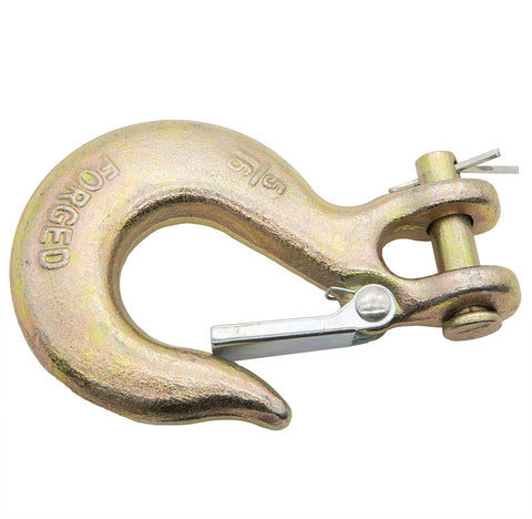 Five Sixteenth Inch Clevis Slip Hook With Safety Latch For Heavy Duty Towing And Trailer Winch Use, G70 18000 Lb Capacity Chain Hook