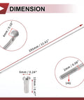 Dimensions of 12 Pack 14G Bicycle Spokes 295mm Stainless Steel 304 Silver Tone with Copper Nipples and 4mm elbow