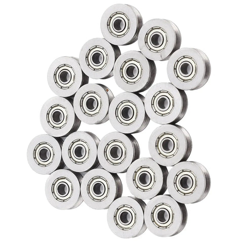 V Groove Ball Bearing Set 20 Pcs Miniature Steel V Pulley Bearings 3x12x4mm for Rail Track Linear Motion Systems Carbon Steel Build