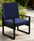 Outdoor Chair Cushions Set Of 2 19x19x3 Inches Waterproof And Fade Resistant Patio Cushions With Ties For Square Outdoor Dining Chairs In Navy Blue For Lawn Garden Deck And Yard installed on a chair