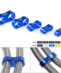 Premium Blue Aluminum Hose Clamp Separator Kit With 10 Pieces For AN4 To AN12 Line Division Heavy Duty Line Divider Clamps For Pro Mechanics And Hot Rod Projects Need High Performance Quick Install blue aluminum AN4 to AN12 hose divider clamps