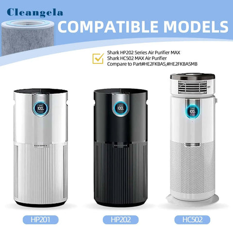Replacement Filter For Shark HP201 HP202 HP301 HP302 Air Purifiers, 3 In 1 Filter, HC502 Compatible, HE2FKBASMB, Easy Install, Keeps Your Home Air Clean, Fits HP200 And HP300 Series, 2 Pack