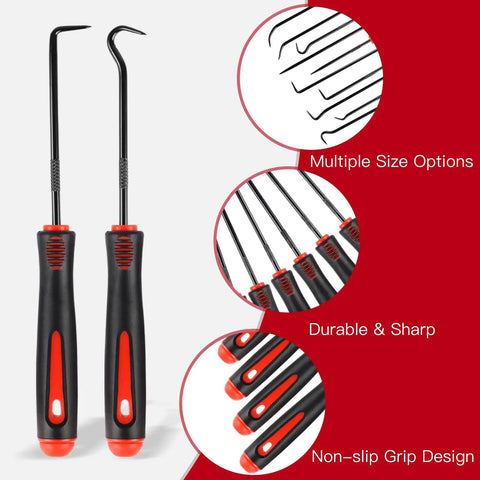10 Piece Mechanic Pick Set With Non Slip Grips For Long And Short Picks Built For O Ring Seal And Gasket Removal Pro Grade Durable Alloy Steel Car Repair Tools