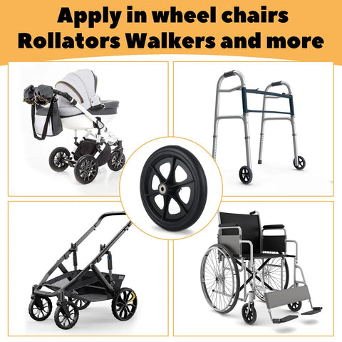 4 Pcs Replacement Wheelchair Wheels 8 Inch Universal Anti Slip Casters for wheelchairs, walkers, rollators black, collage view