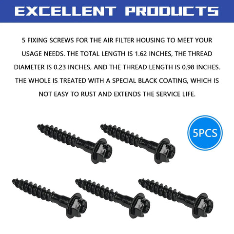 Heavy Duty Steel Air Filter Box Housing Screws That Keep Your Rig Runnin Smooth And True For Jeep Gm Chrysler Dodge Chevy Pontiac Replacement Engine Cover Fasteners 5 Pack, black screws.